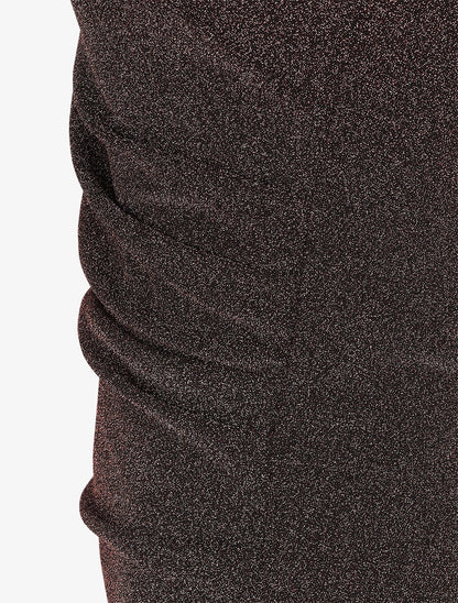 Robe drapée moulante pailletée - Rose - 3