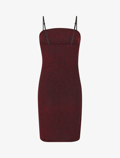 Robe drapée moulante pailletée - Rouge - 2