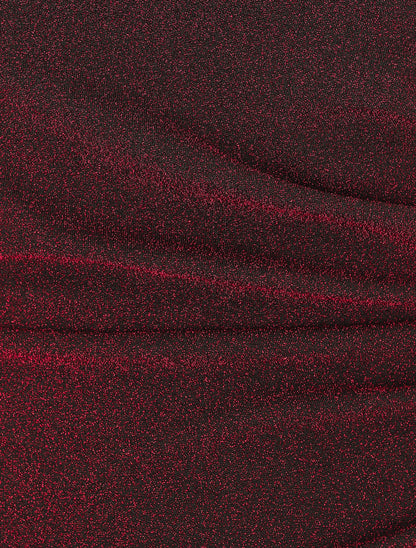 Robe drapée moulante pailletée - Rouge - 3