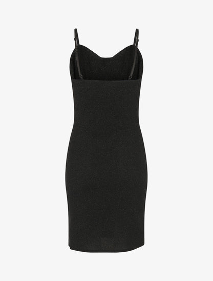 Robe moulante pailletée à col bénitier - Noir - 2