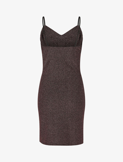 Robe moulante pailletée à col bénitier - Rose - 2