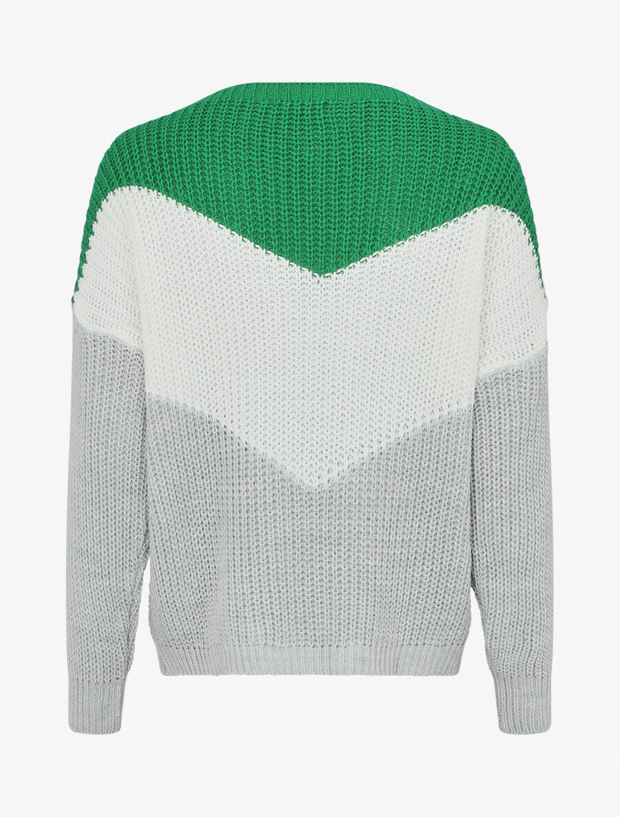 Pull droit à motif V - Vert - 2