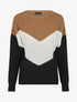 Pull droit à motif V - Camel - 1