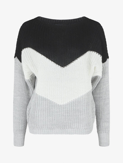 Pull droit à motif V - Noir - 5