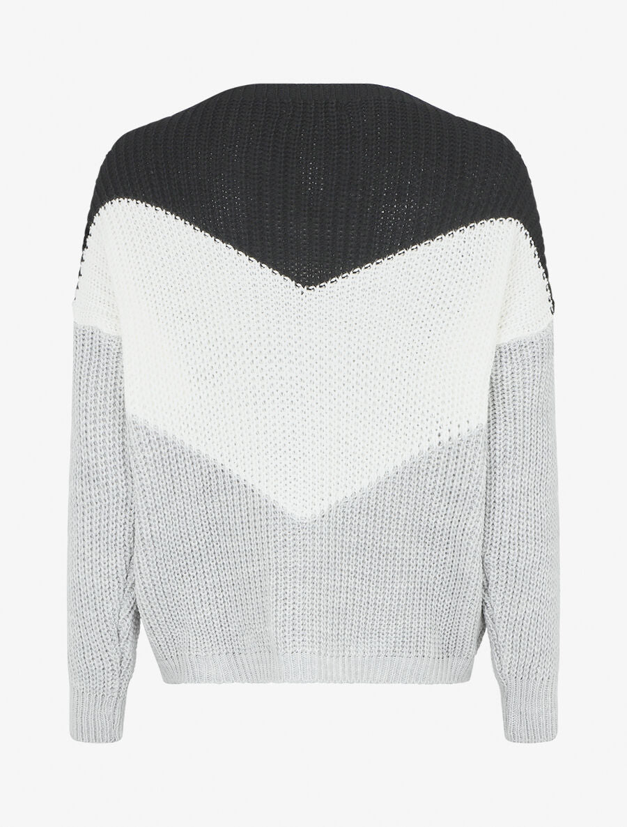 Pull droit à motif V - Noir - 2