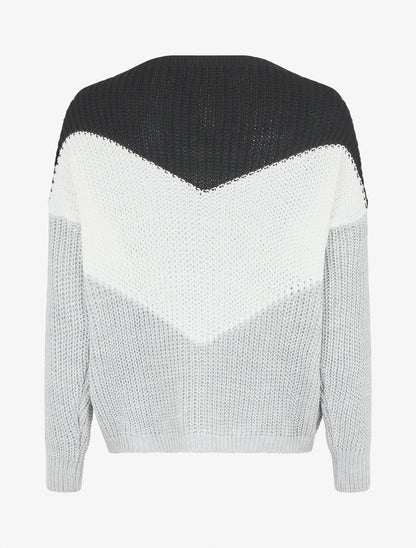 Pull droit à motif V - Noir - 2