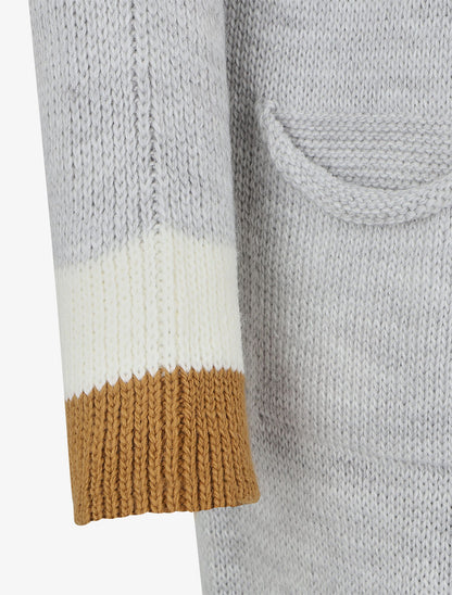 Gilet long rayé à capuche - Gris clair - 3