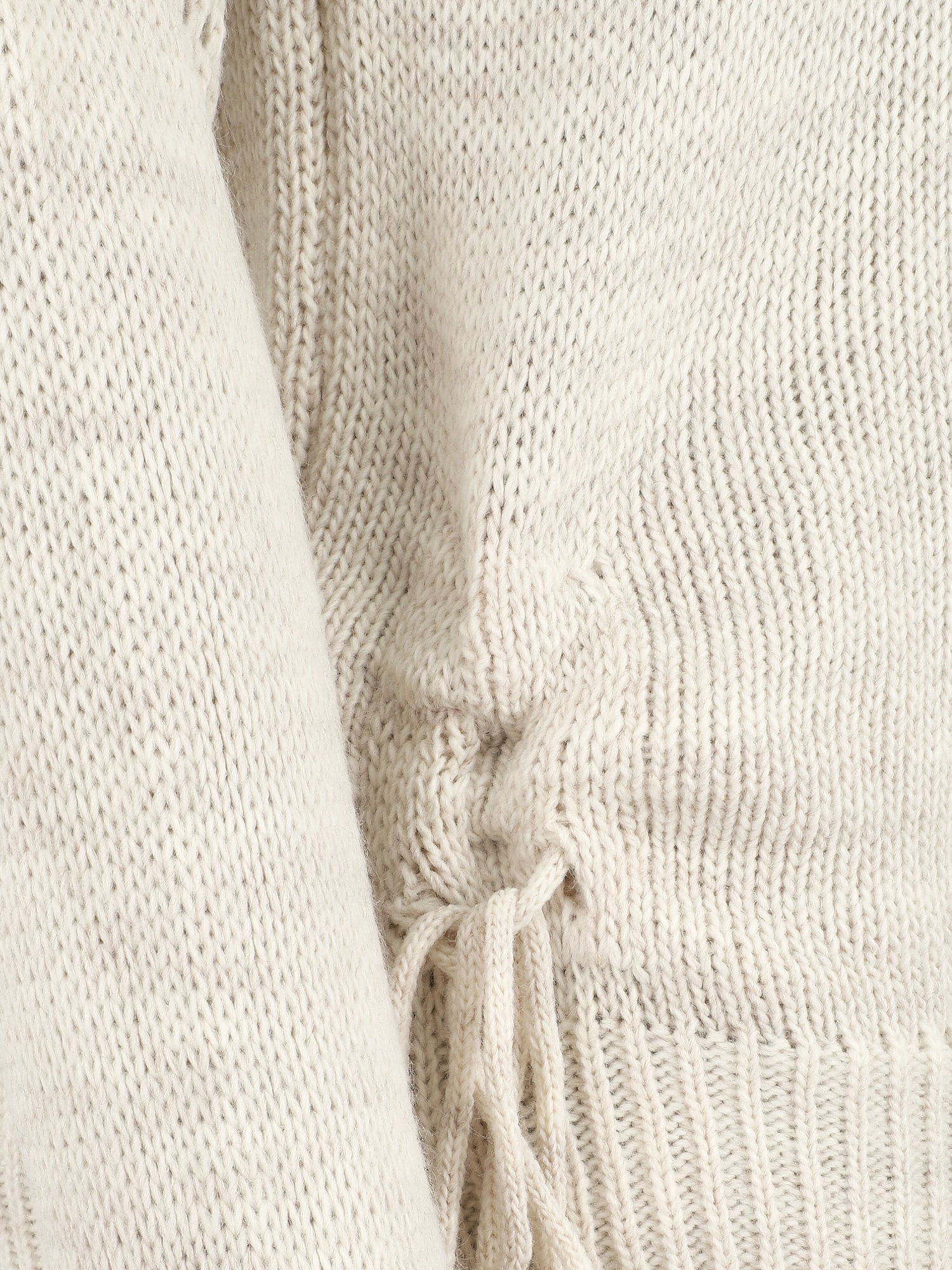Pull droit uni à liens - Beige - 3