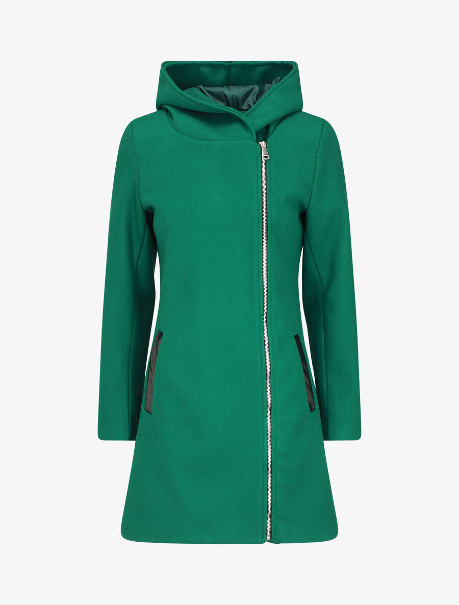 Manteau zippé à capuche - Vert - 4