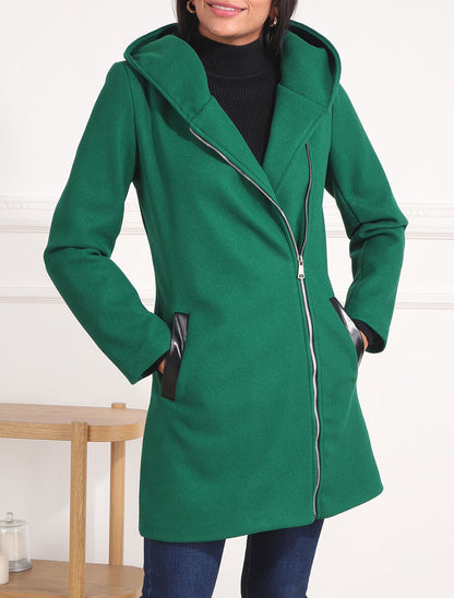 Manteau zippé à capuche - Vert - 3