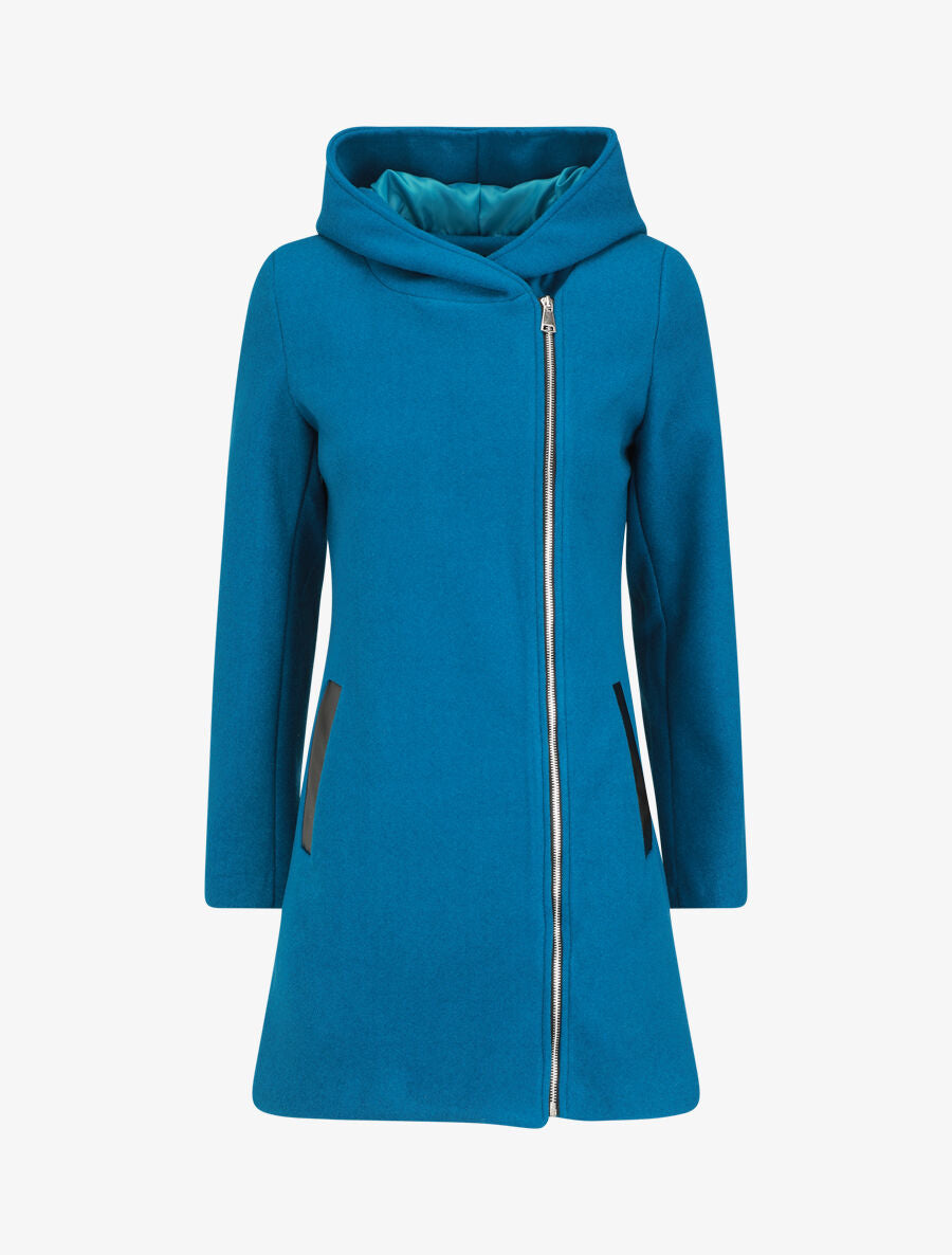 Manteau zippé à capuche - Bleu canard - 1