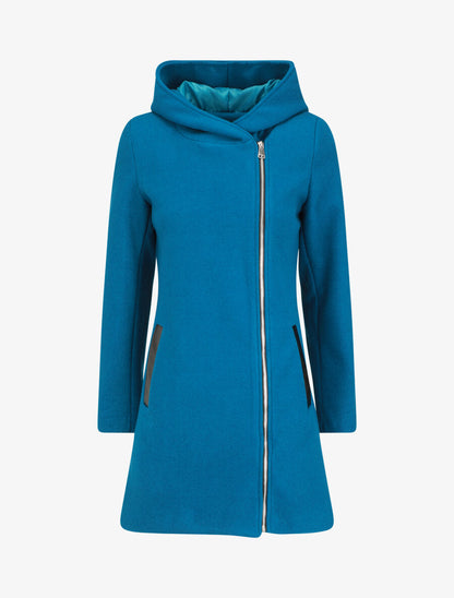 Manteau zippé à capuche - Bleu canard - 1