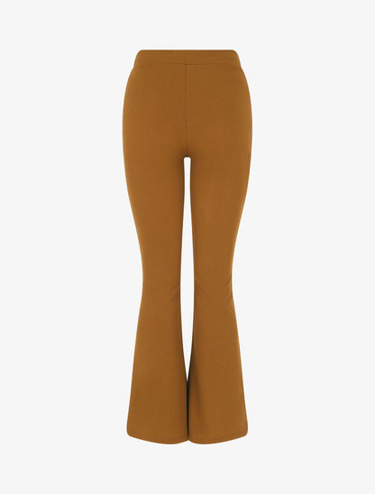 Pantalon fluide uni coupe flare - Camel - 2