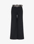 Pantalon ample à taille haute et ceinture stylisée - Noir - 3
