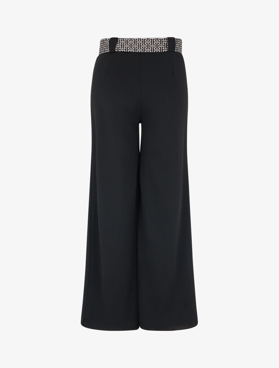 Pantalon ample à taille haute et ceinture stylisée - Noir - 2