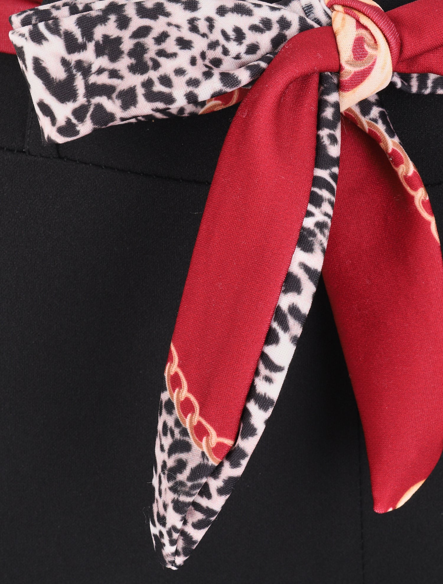 Pantalon à bords à revers imprimé foulard - Bordeaux - 3