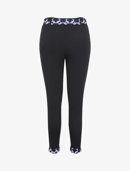 Pantalon à bords à revers imprimé maillons - Marine - 2