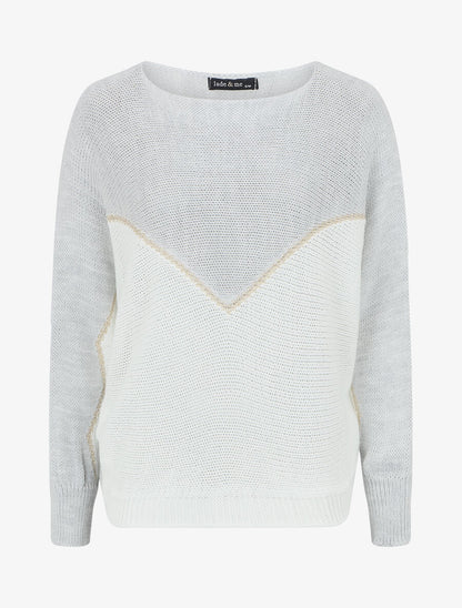Pull motif V irisé - Gris clair - 5