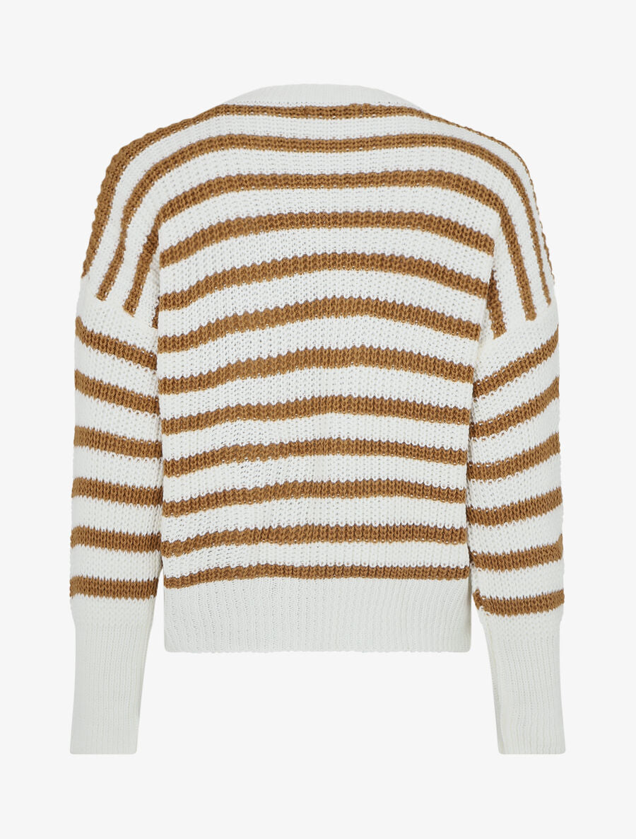 Pull droit à rayures - Beige - 2