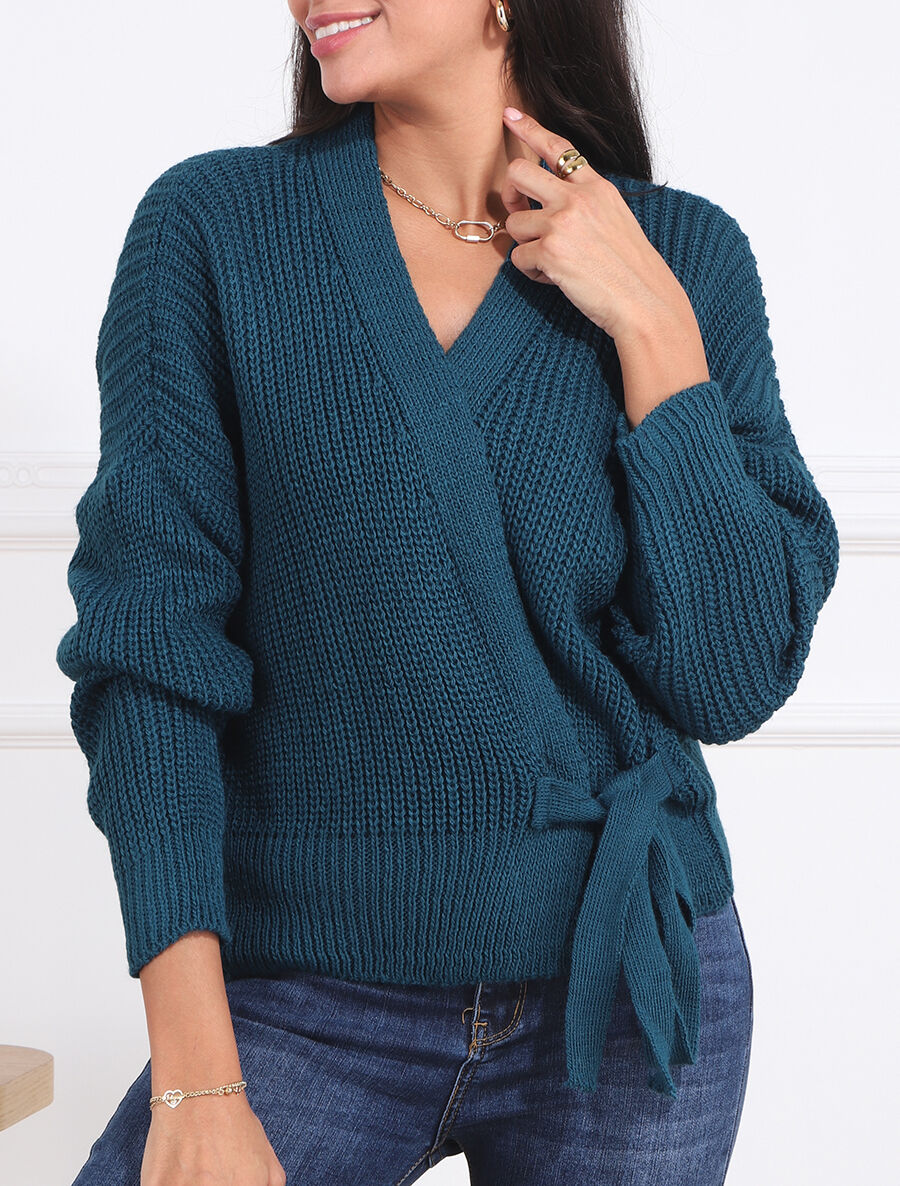 Gilet cache-coeur uni - Bleu canard - 4