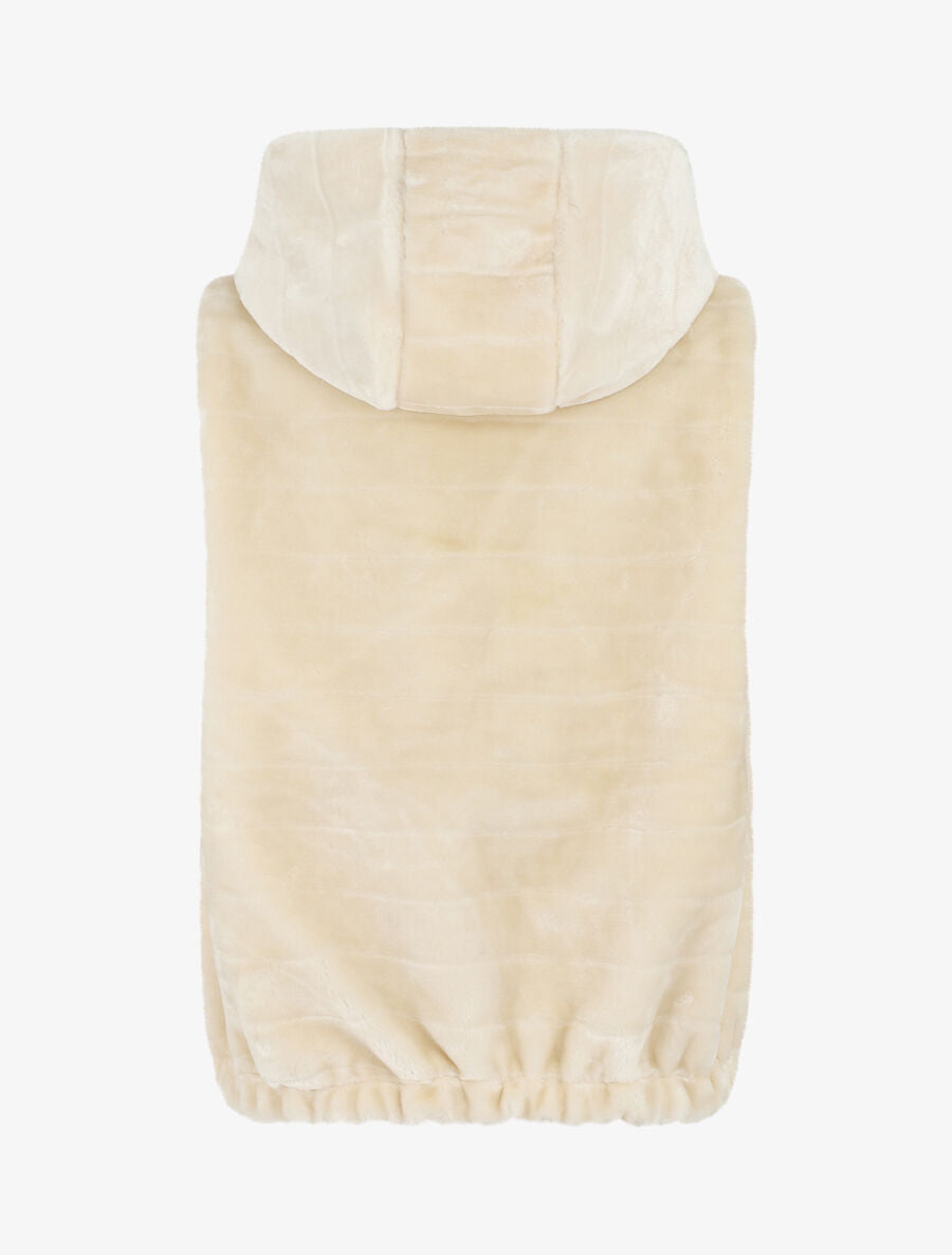 Manteau sans manches en fourrure synthétique - Écru - 2