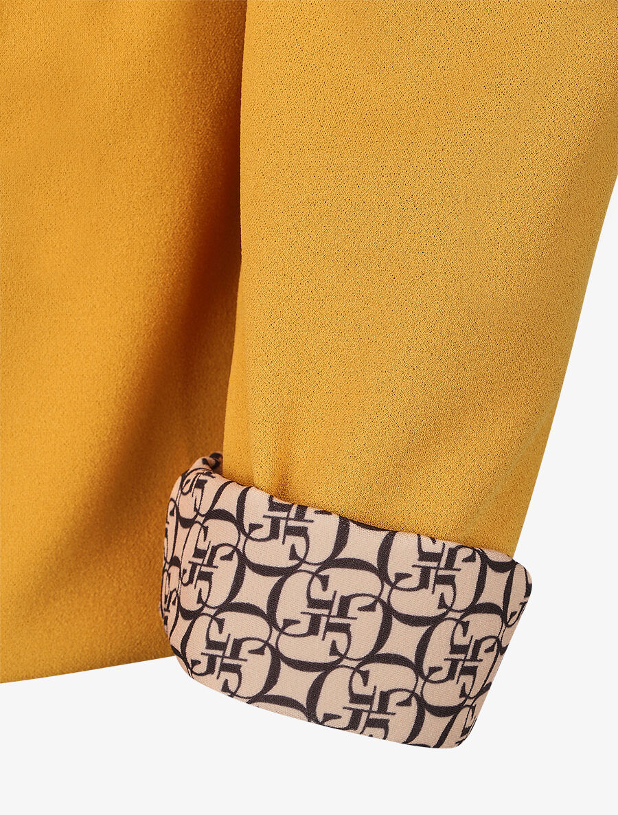 Blazer uni à revers imprimé alphabet - Jaune moutarde - 3
