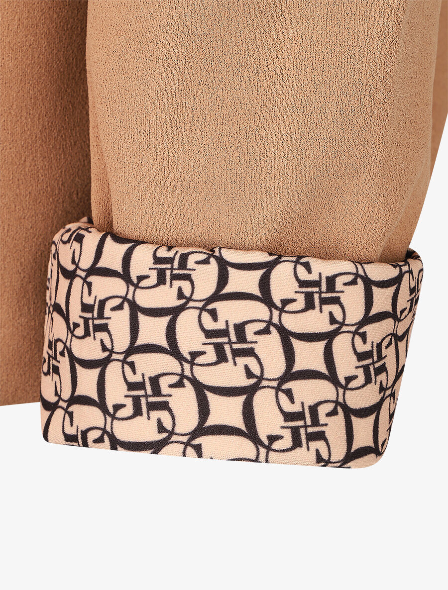 Blazer uni à revers imprimé alphabet - Camel - 3