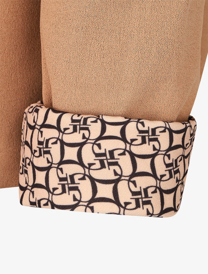Blazer uni à revers imprimé alphabet - Camel - 3