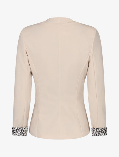 Blazer uni à revers imprimé alphabet - Beige - 2