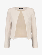 Veste unie manches longues et col rond - Beige - 4