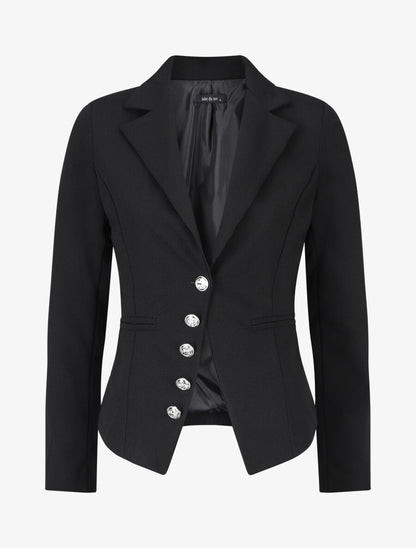 Blazer uni à boutons décoratifs - Noir - 1