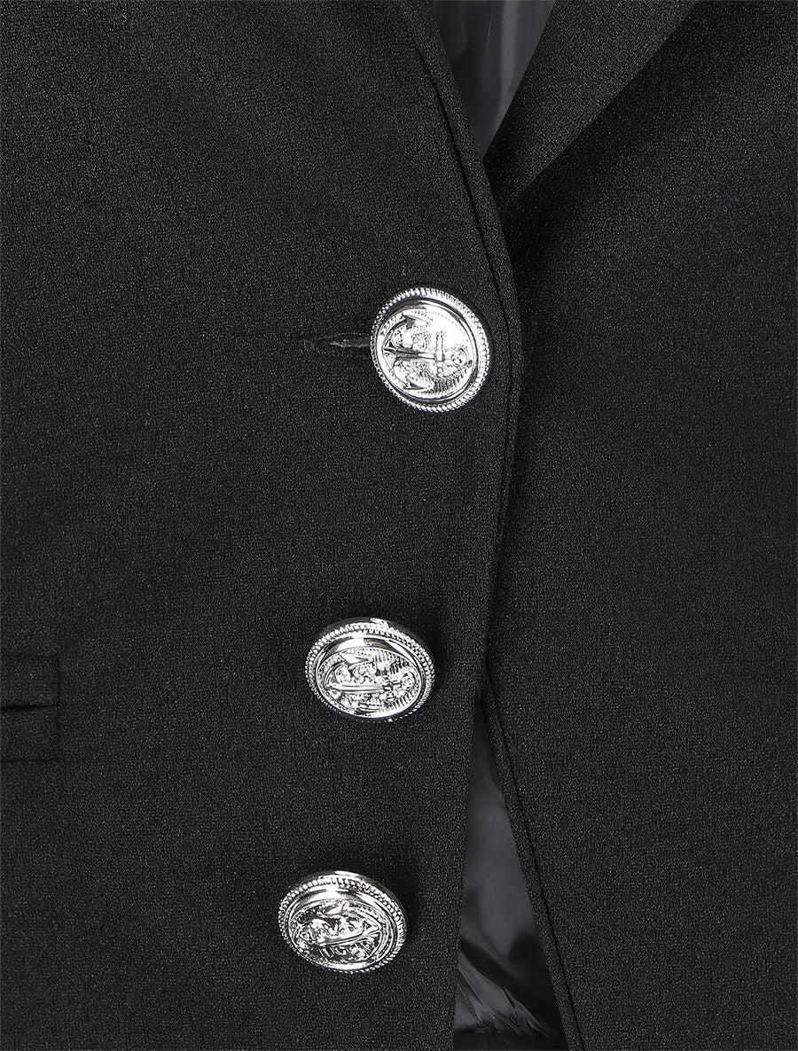 Blazer uni à boutons décoratifs - Noir - 3