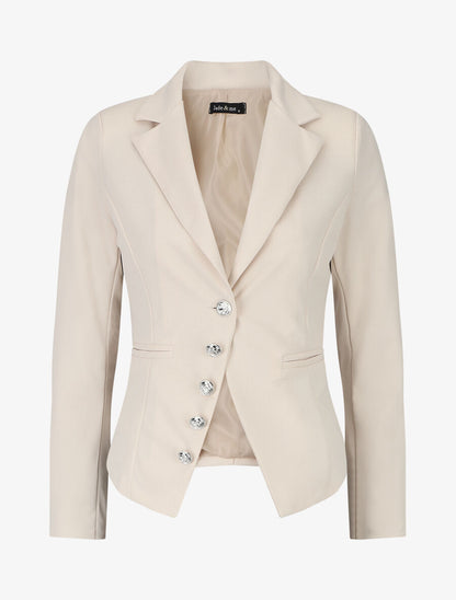 Blazer uni à boutons décoratifs - Beige - 5