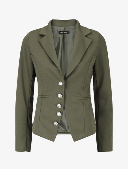Blazer uni à boutons décoratifs - Kaki - 5