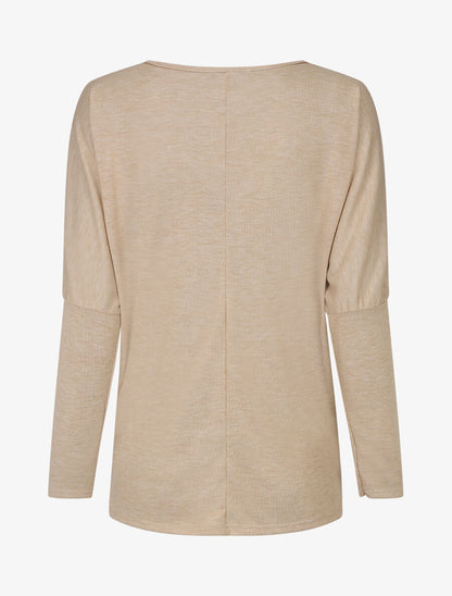 Pull fin à imprimé plumes irisées - Beige - 2