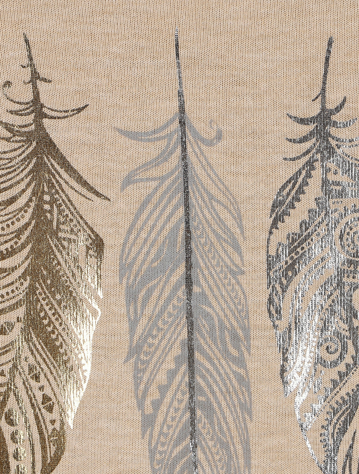 Pull fin à imprimé plumes irisées - Beige - 3