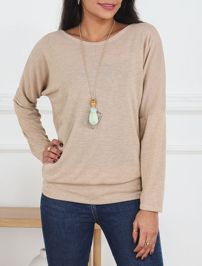 Pull fin à col bénitier - Beige - 4