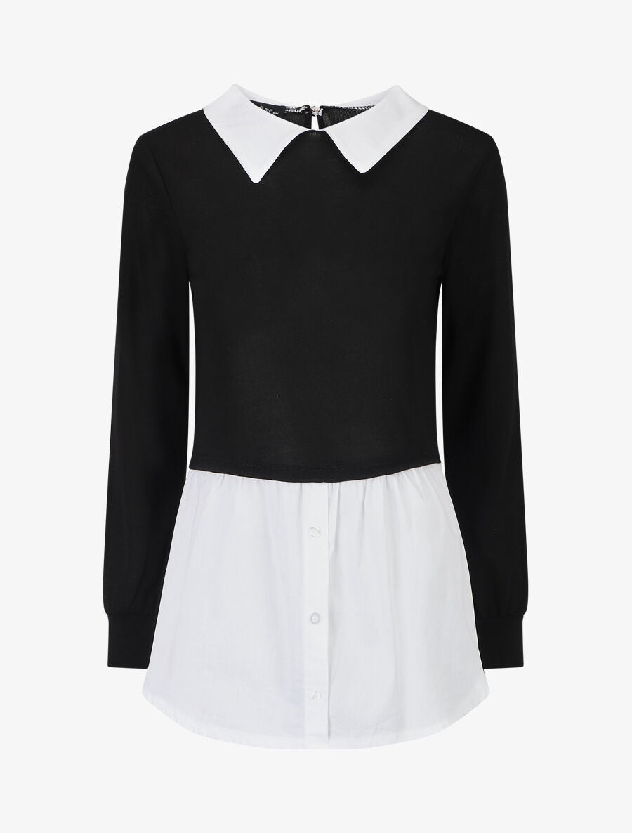 Pull à chemise superposée - Noir - 5