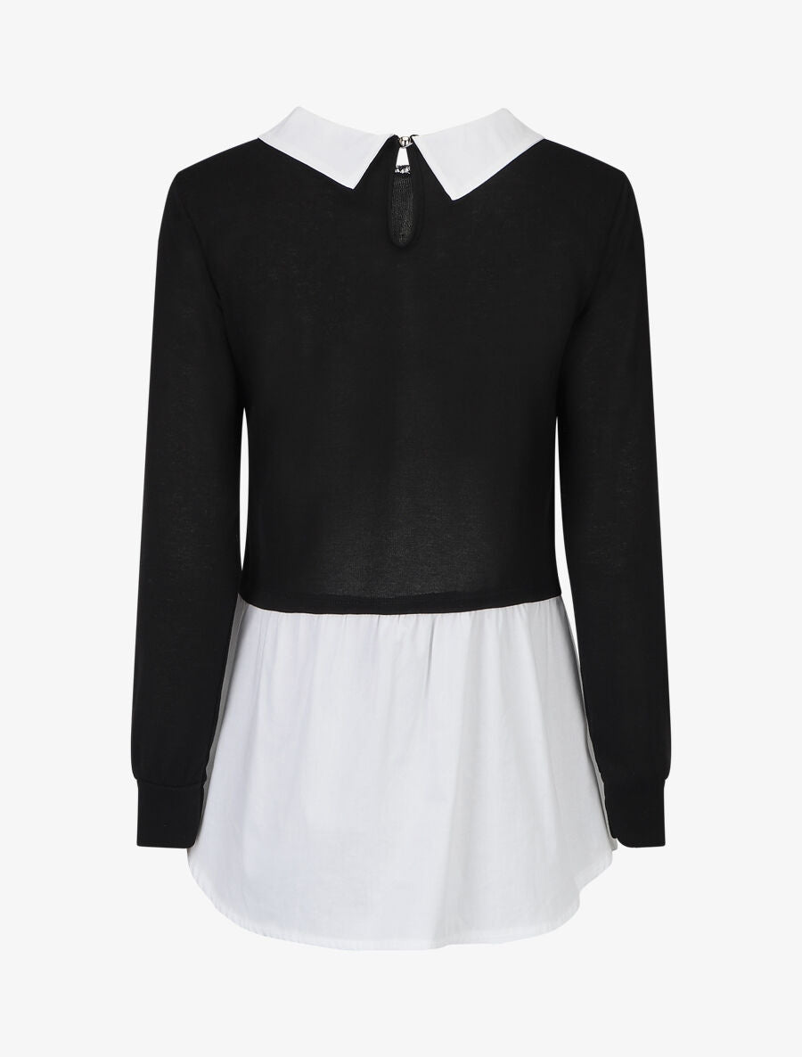 Pull à chemise superposée - Noir - 2