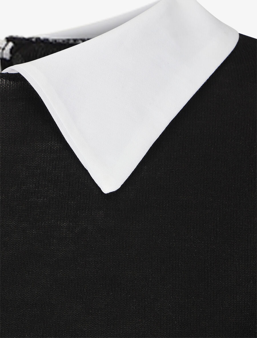Pull à chemise superposée - Noir - 3