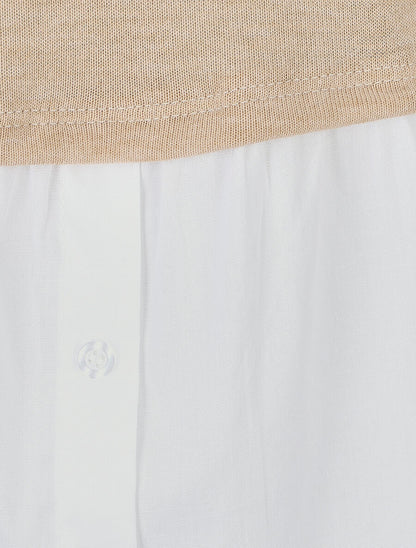 Pull à chemise superposée - Beige - 3