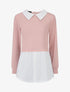 Pull à chemise superposée - Rose - 1