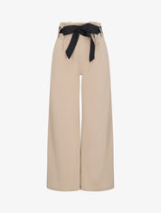 Pantalon ample à taille haute froncée - Beige - 4