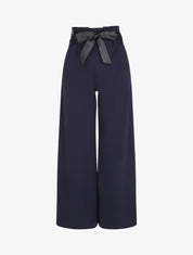Pantalon ample à taille haute froncée - Marine - 1