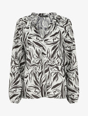 Blouse ample manches longues à imprimé fantaisie - Blanc - 1