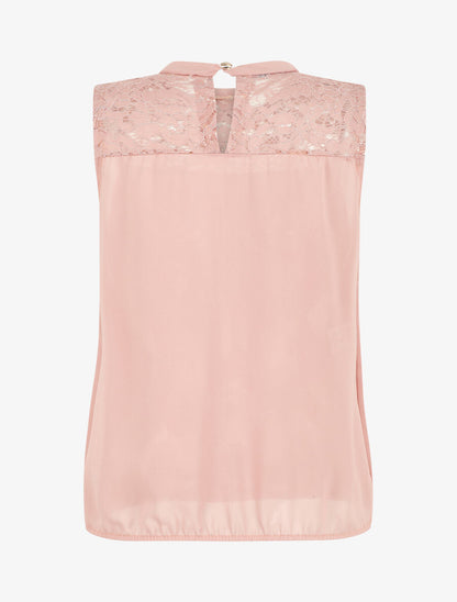 Top sans manches à épaules en dentelle - Rose - 2