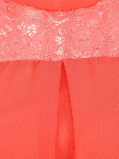 Top sans manches à épaules en dentelle - Corail - 3