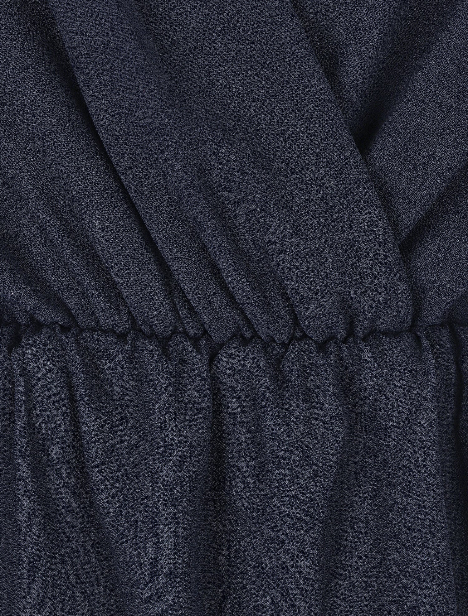 Robe mi-longue évasée sans manches col cache-coeur - Marine - 3