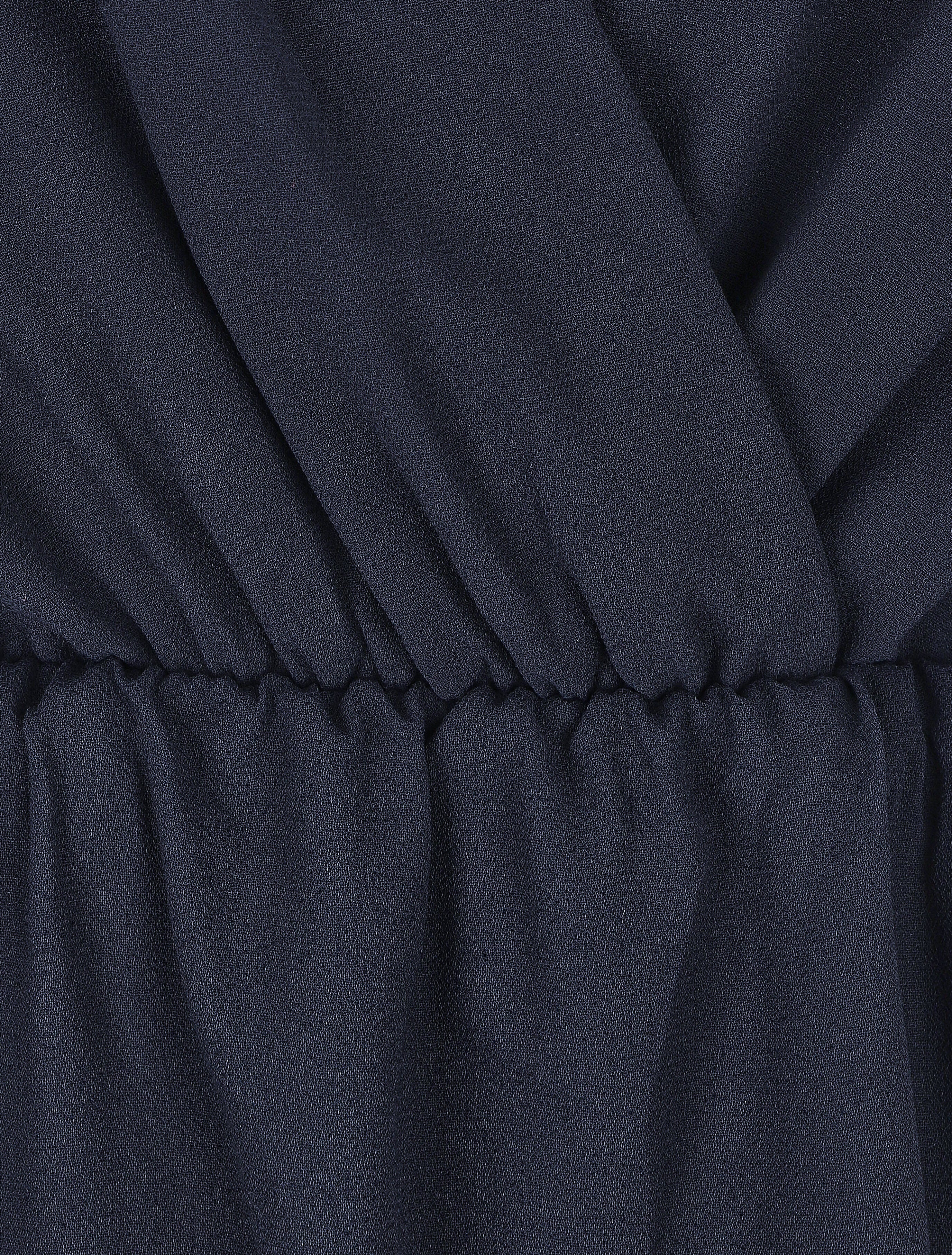 Robe mi-longue évasée sans manches col cache-coeur - Marine - 3