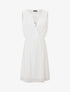 Robe mi-longue évasée sans manches col cache-coeur - Blanc - 1